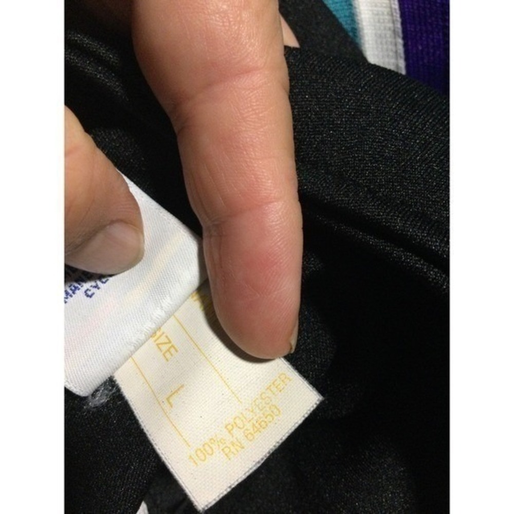 Varsity Spirit Fashions Track Jacket Black Teal Purple Stripe Zip Up Made in USA - Picture 9 of 10